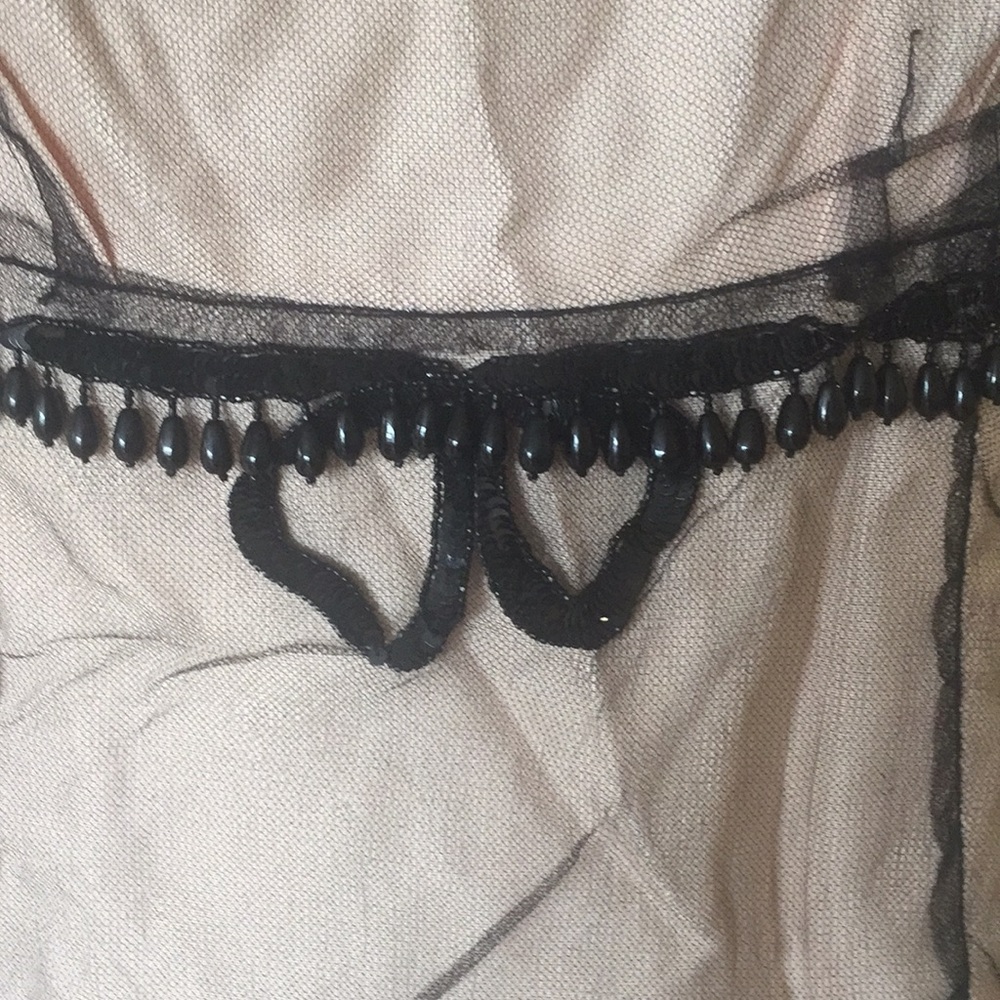 Marc Jacobs black & neutral raw edge beaded Y2K vintage top 4 - Picture 2 of 4